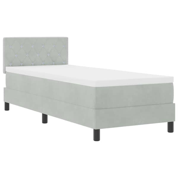 vidaXL LED Box Spring Voodi peaga Helehall 80 x 200 cm Samet