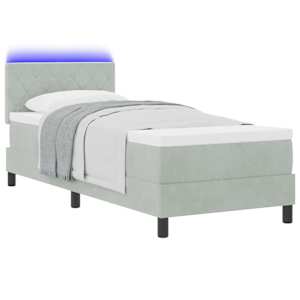 LED box pružinová postel s LED Světle šedá 80 x 200 cm samet - obrázek 3
