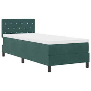 vidaXL LED Box Spring Voodi peaga Tume rohelise 80 x 200 cm Samet