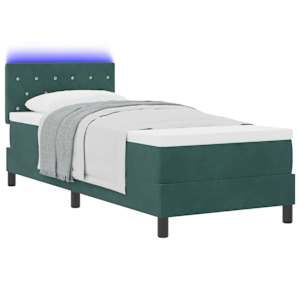 LED box pružinová postel s LED Tmavě zelená 80 x 200 cm samet - obrázek 3