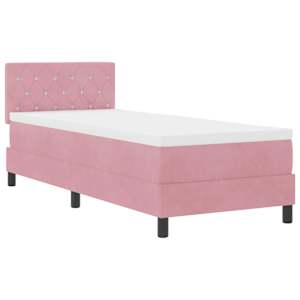 vidaXL LED Box Spring Voodi peaga Roosa 80 x 200 cm Samet