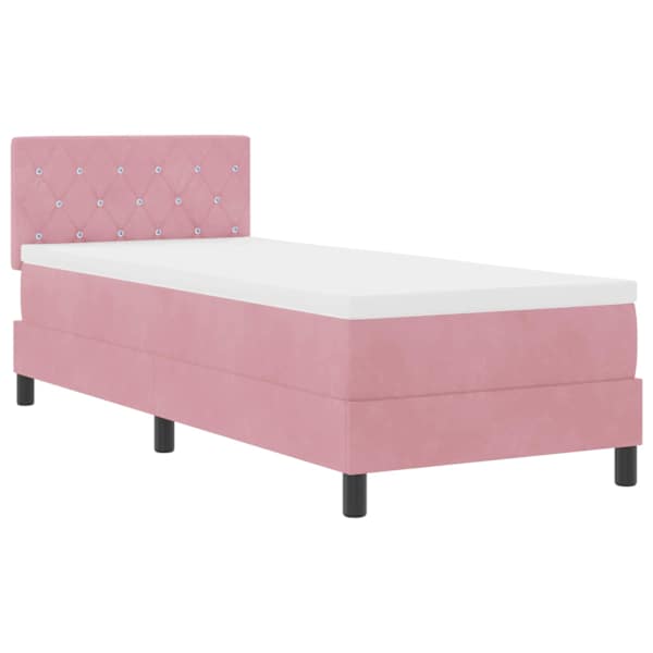 vidaXL LED Box Spring Voodi peaga Roosa 80 x 200 cm Samet