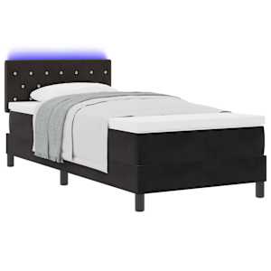 LED box pružinová postel s matrací Černá 90 x 190 cm samet - obrázek 3