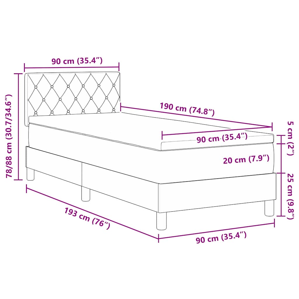 LED box pružinová postel s LED Tmavě zelená 90 x 190 cm samet - obrázek 14