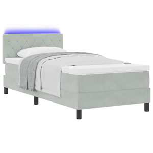 LED box pružinová postel s LED Světle šedá 90 x 200 cm samet - obrázek 3