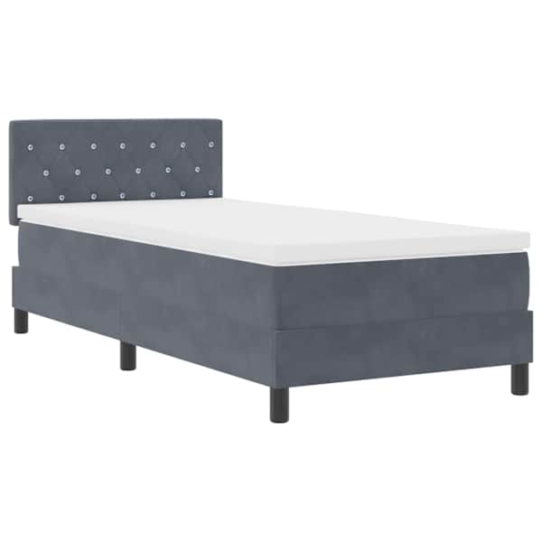 vidaXL LED Box Spring Voodi peaga Tumehall 90 x 200 cm Samet