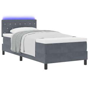 LED box pružinová postel s matrací Tmavě šedá 90 x 200 cm samet - obrázek 3