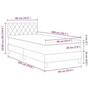 LED box pružinová postel s matrací Tmavě šedá 90 x 200 cm samet - obrázek 13