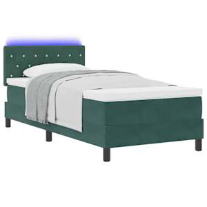 LED box pružinová postel s LED Tmavě zelená 90 x 200 cm samet - obrázek 3