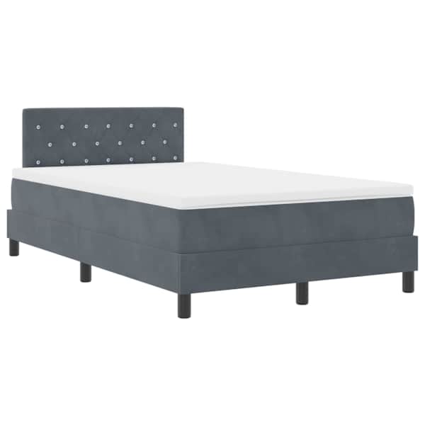 vidaXL LED Box Spring Voodi peaga Tumehall 120 x 190 cm Samet