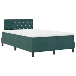 vidaXL LED Box Spring Voodi peaga Tume rohelise 120 x 190 cm Samet