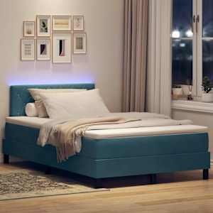 LED box pružinová postel s LED Tmavě modrá 120 x 190 cm samet - obrázek 5
