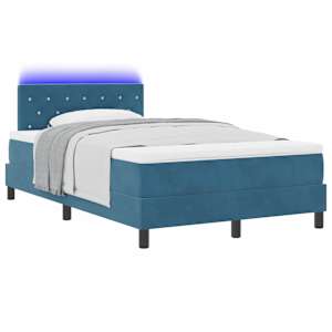 LED box pružinová postel s LED Tmavě modrá 120 x 190 cm samet - obrázek 3