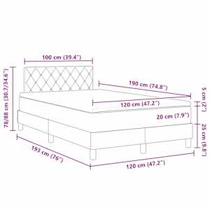 LED box pružinová postel s LED Tmavě modrá 120 x 190 cm samet - obrázek 14