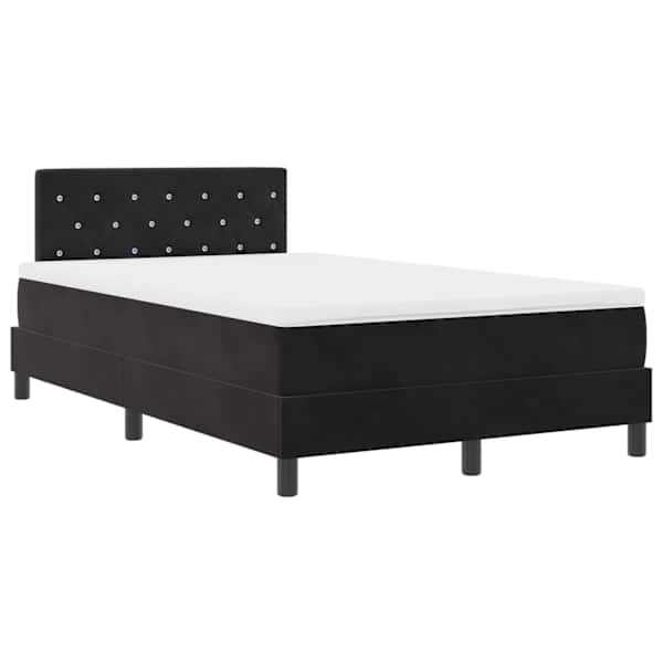 vidaXL LED Box Spring Voodi peaga Must 120 x 200 cm Samet