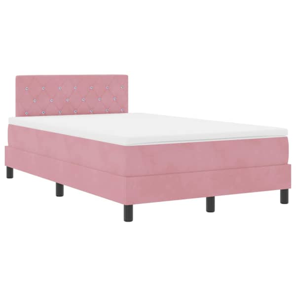 vidaXL LED Box Spring Voodi madratsiga LEDiga Roosa 120 x 200 cm Samet