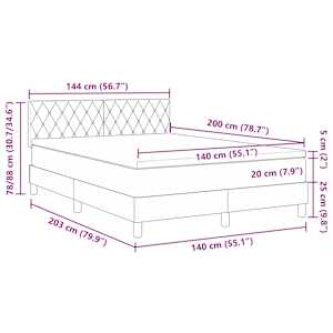LED box pružinová postel s LED Tmavě šedá 140 x 200 cm samet - obrázek 13