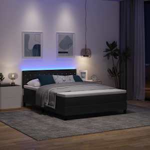 LED box pružinová postel s matrací Černá 140 x 200 cm samet - obrázek 5