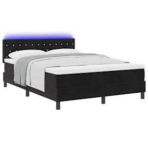 LED box pružinová postel s matrací Černá 160 x 200 cm samet - obrázek 3