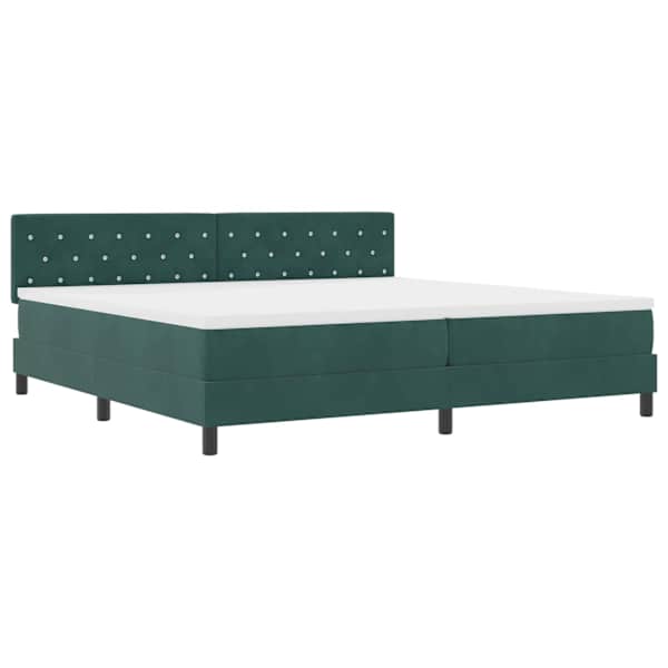 vidaXL LED Box Spring Voodi padjaga Tume rohelise 200 x 200 cm Samet