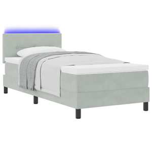 LED box pružinová postel s čelo Světle šedá 80 x 200 cm samet - obrázek 3