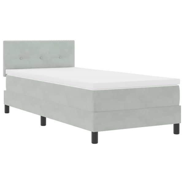 vidaXL LED Box Spring Voodi peaga Helehall 100 x 200 cm Samet