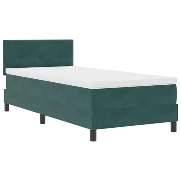 vidaXL LED Box Spring Voodi peaga Tume rohelise 100 x 200 cm Samet