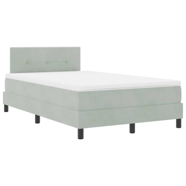 vidaXL LED Box Spring Voodi peaga Helehall 120 x 190 cm Samet