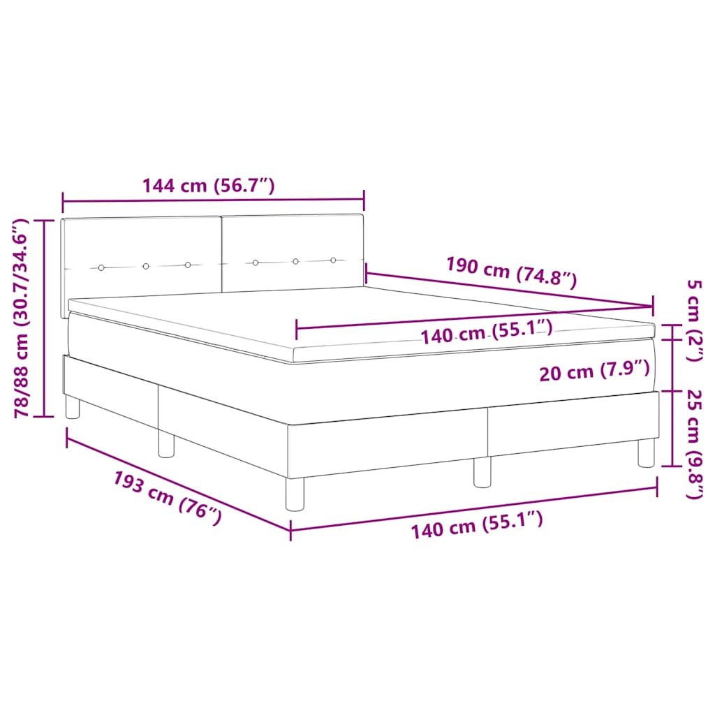 LED box pružinová postel s matrací Černá 140 x 190 cm samet - obrázek 14