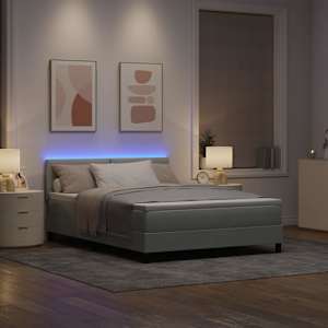 LED box pružinová postel s čelo Světle šedá 140 x 200 cm samet - obrázek 5