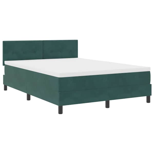 vidaXL LED Box Spring Voodi peaga Tume rohelise 140 x 200 cm Samet