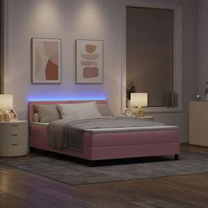LED box pružinová postel s matrací Růžová 140 x 200 cm samet - obrázek 5