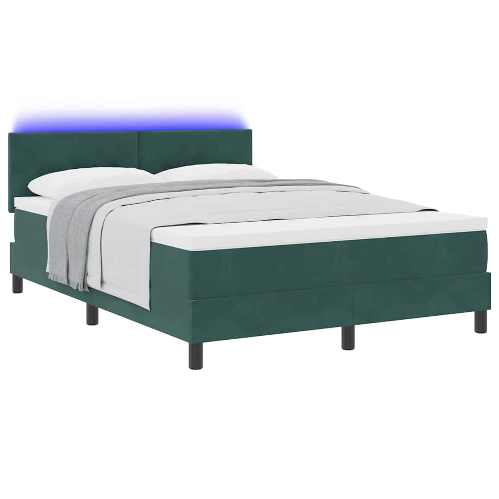 Thumbnail - vidaXL LED Boxspringbett mit Matratze Dunkelgrün 160 x 200 cm Samt