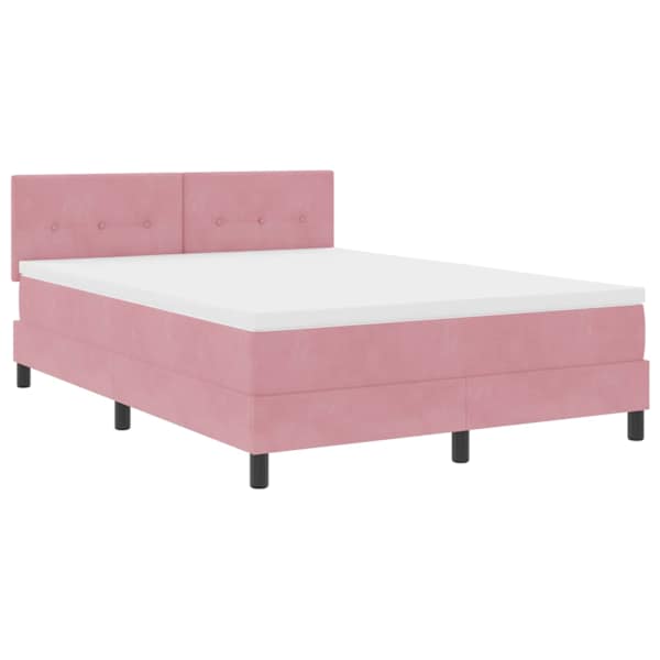 vidaXL LED Box Spring Voodi peaga Roosa 160 x 200 cm Samet