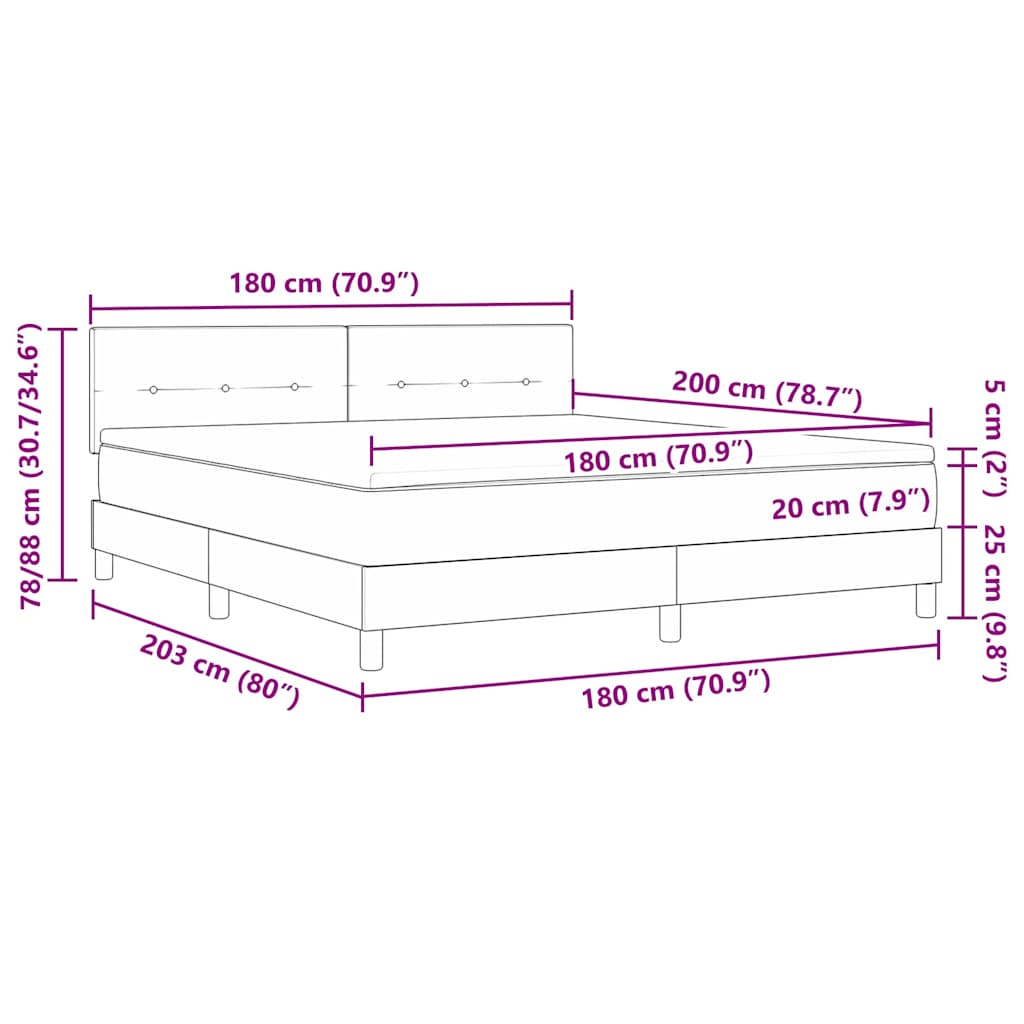 LED box pružinová postel s LED Světle šedá 180 x 200 cm samet - obrázek 14