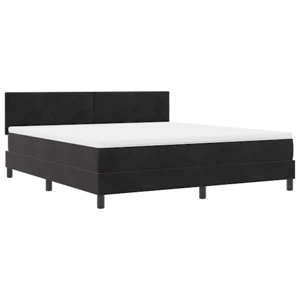 vidaXL LED Box Spring Voodi peaga Must 180 x 200 cm Samet