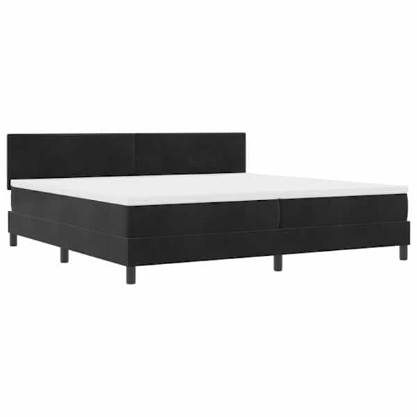 vidaXL LED Box Spring Voodi peaga Must 200 x 200 cm Samet