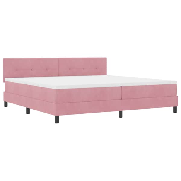 vidaXL LED Box Spring Voodi peaga Roosa 200 x 200 cm Samet