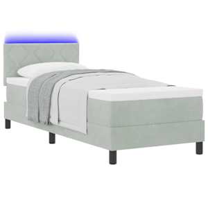 LED box pružinová postel s čelo Světle šedá 80 x 200 cm samet - obrázek 3