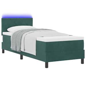 LED box pružinová postel s čelo Tmavě zelená 80 x 200 cm samet - obrázek 3