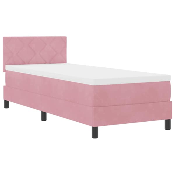 vidaXL LED Box Spring Voodi LED-ribadega peaga Roosa 80 x 200 cm Samet