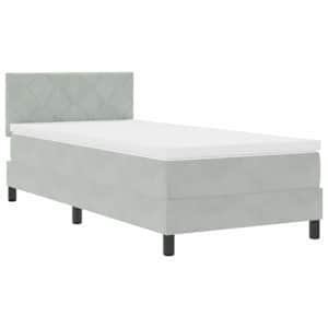 vidaXL LED Box Spring Voodi peaga Helehall 90 x 190 cm Samet