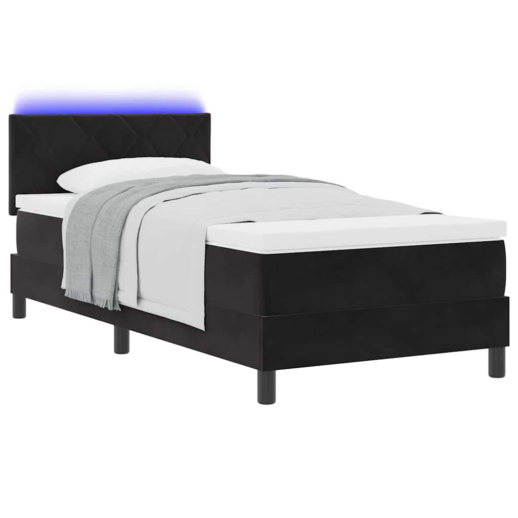 Thumbnail - vidaXL LED Boxspringbett mit Matratze Schwarz 90x200 cm Samt