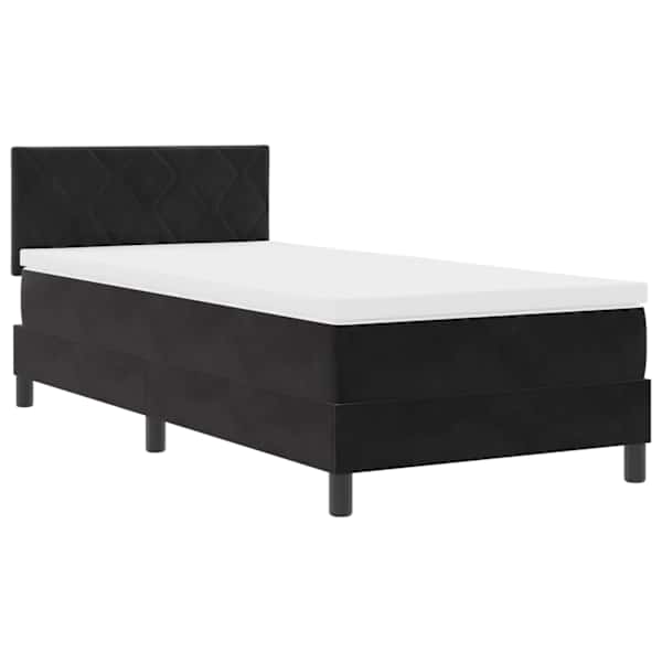vidaXL LED Box Spring Voodi peaga Must 100 x 200 cm Samet