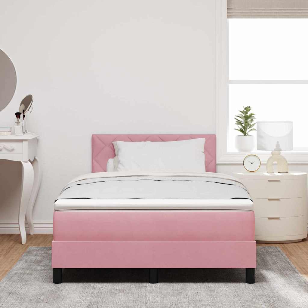 Boxspring Seng med Madras & LED Pink 120x190 cm Fløjl