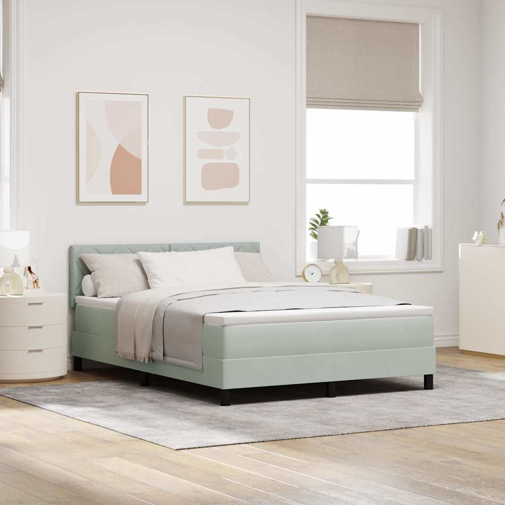 Box Spring Voodi madratsiga & LED Valgustus Hall 140x190 cm Samet