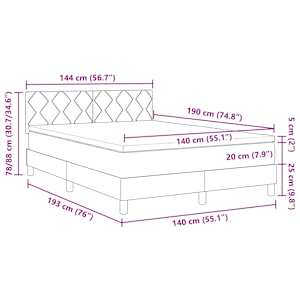 LED box pružinová postel s čelo Tmavě šedá 140 x 190 cm samet - obrázek 14