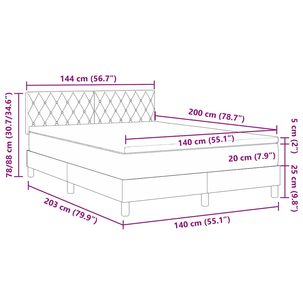 LED box pružinová postel s matrací Černá 140 x 200 cm samet - obrázek 14