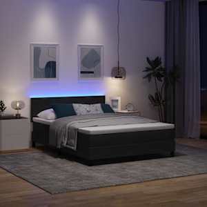 LED box pružinová postel s LED pásky Černá 160 x 200 cm samet - obrázek 5