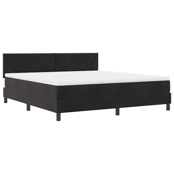 vidaXL LED Box Spring Voodi peaga Must 180 x 200 cm Samet